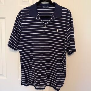Ralph Lauren Polo Golf Men's Short Sleeve Polo in Navy Blue and White Stripes